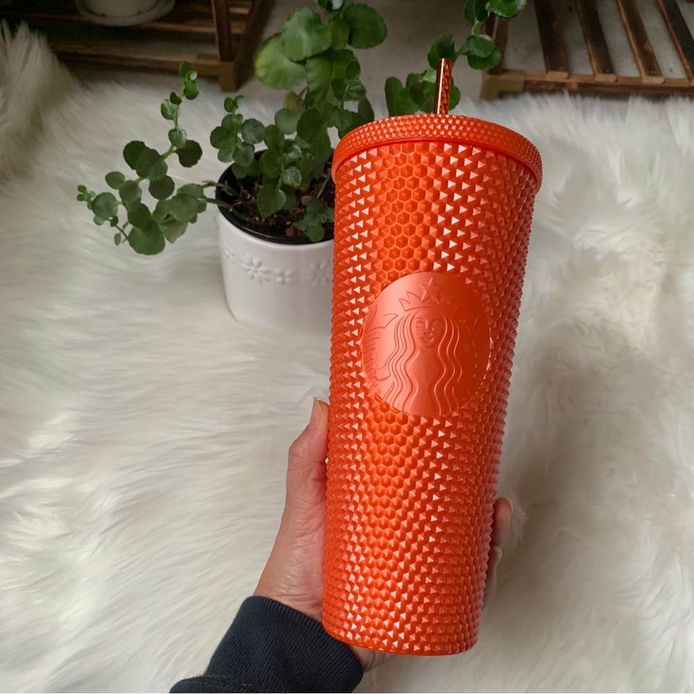 New Starbucks Limited Edition Studded Tumbler Cold Cup Orange Pearl Venti 24 oz